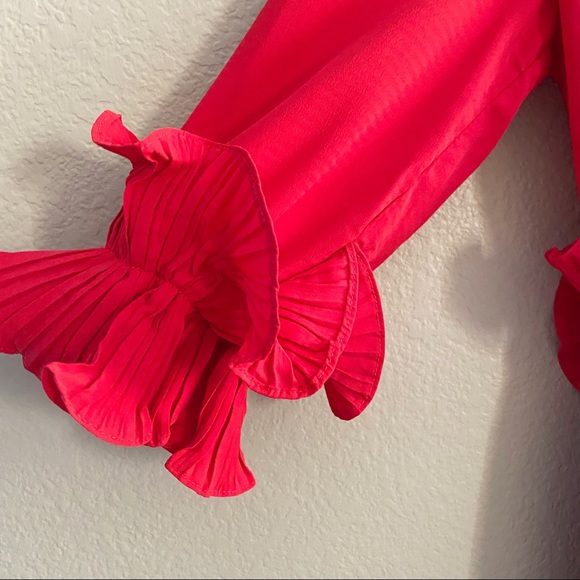 PrettyLittleThing Frill Red Skater Dress - Picture 5 of 9